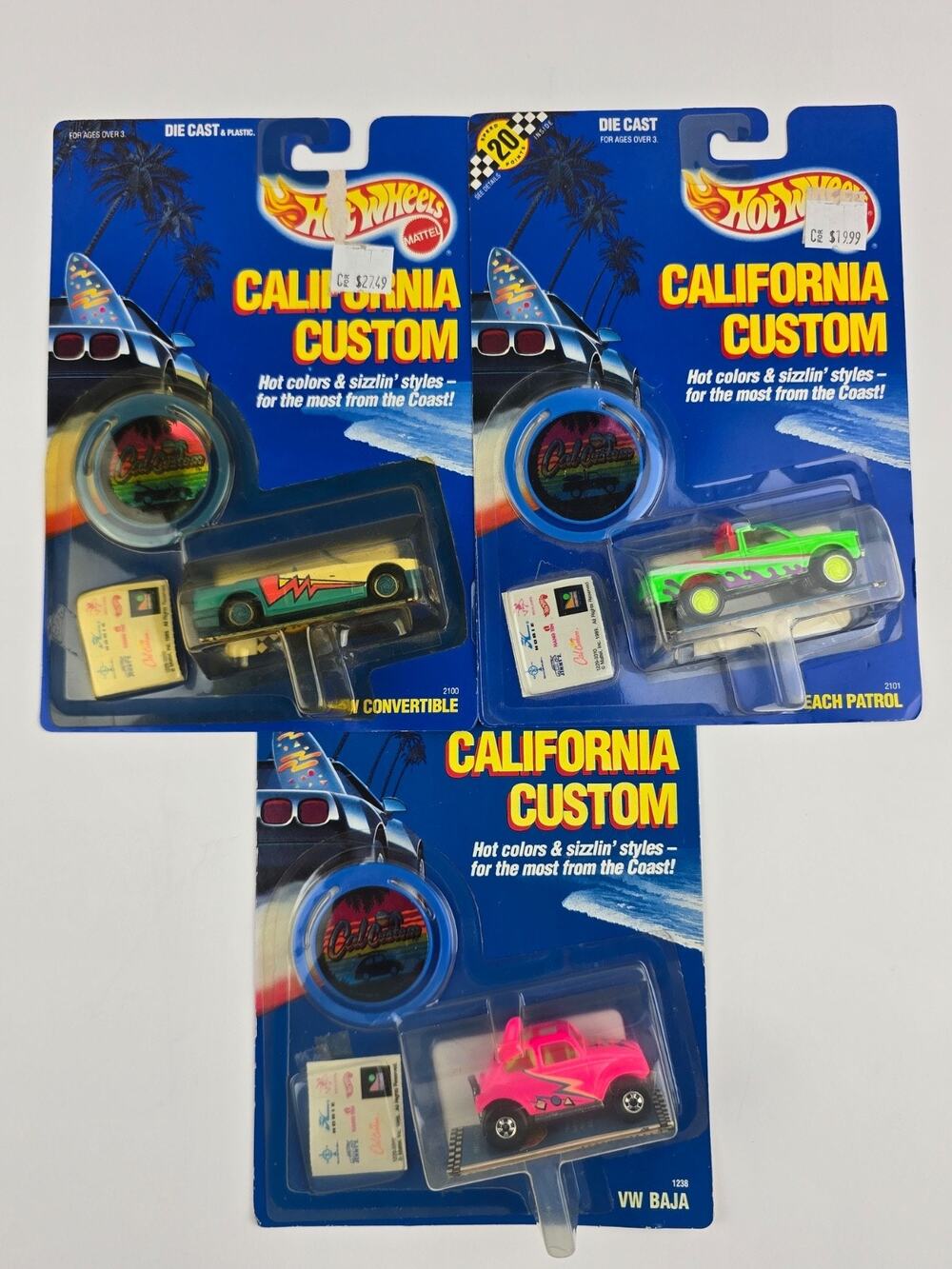 1989 Hot Wheels California Custom Lot BMW, VW Baja, Beach Patrol Truck New